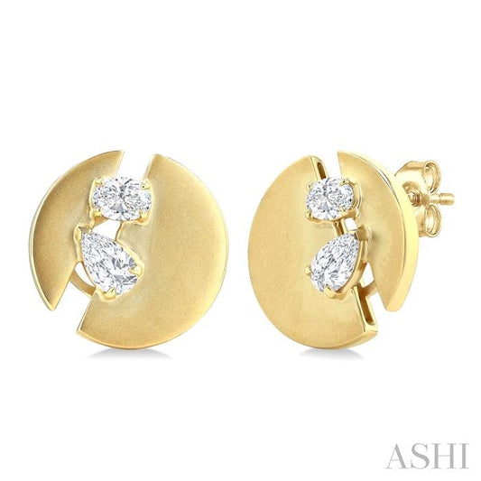 ASHI Split Circle Diamond Fashion Earrings 662U3PPFGERYG