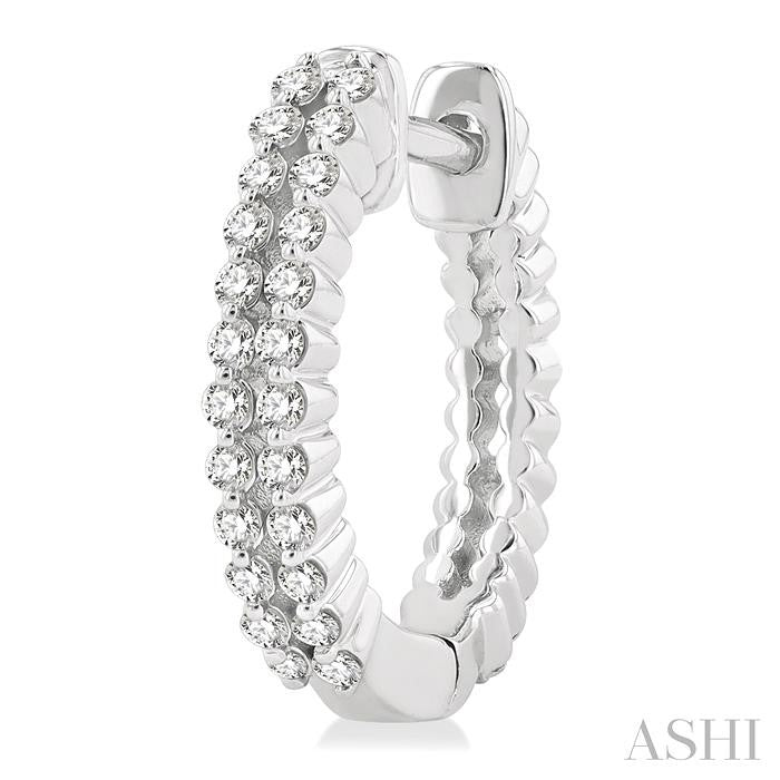 ASHI Two Row Petite Diamond Huggie Fashion Earrings 662W6PPTGERWG