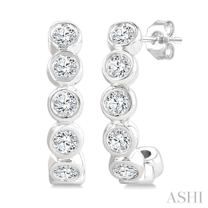 ASHI Bezel Set Petite Diamond Half Hoop Earrings 662X6PPTGERWG