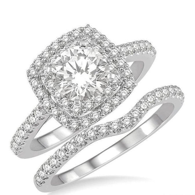 Parkplace Jewelers Round Shape Halo Diamond Wedding Set 243H0PPFHW-WSRD-1.55
