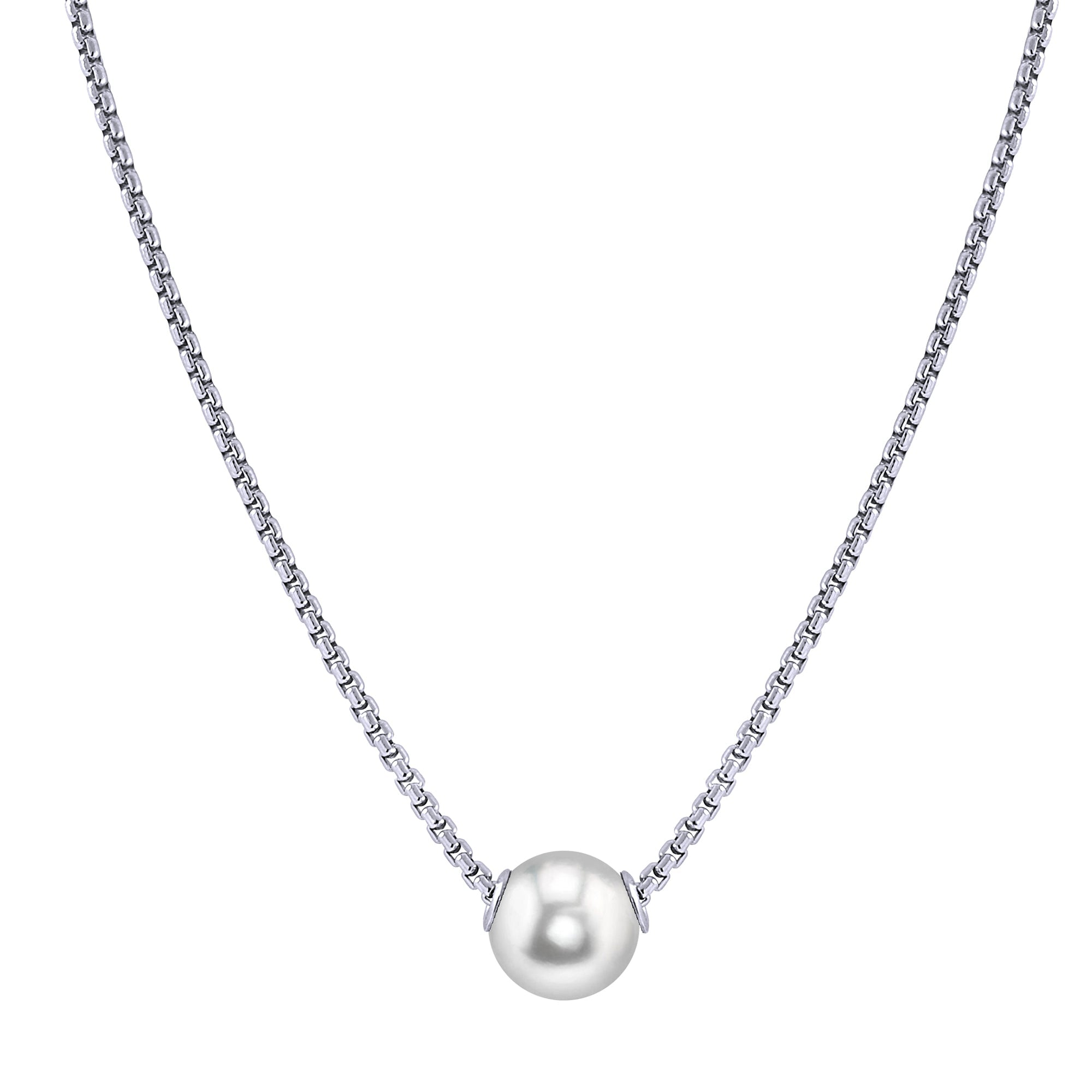 Parkplace Pearls Sterling Silver Freshwater Pearl Solitaire Necklace 663001/WHT