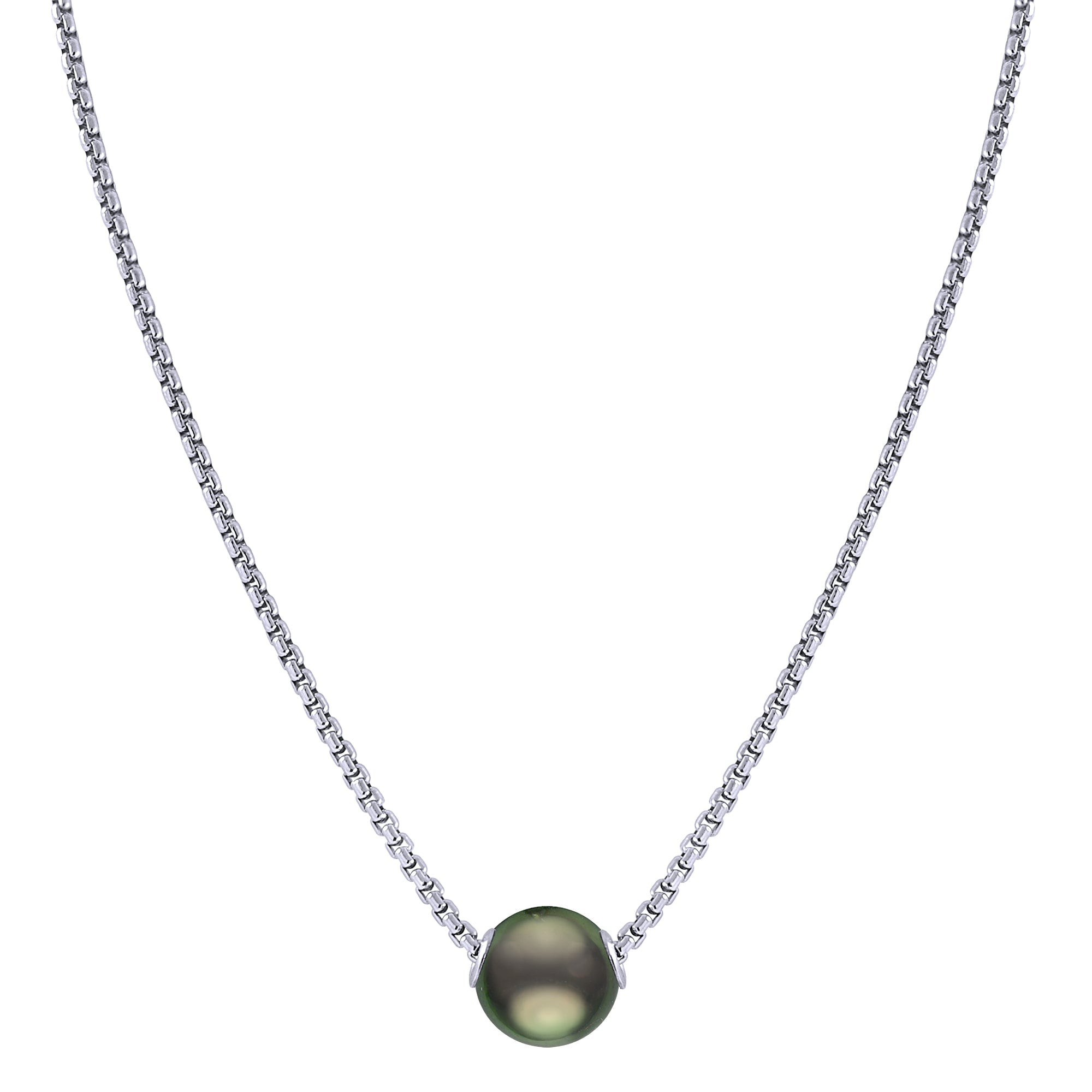 Parkplace Pearls Sterling Silver Tahitian Pearl Solitaire Necklace 663001