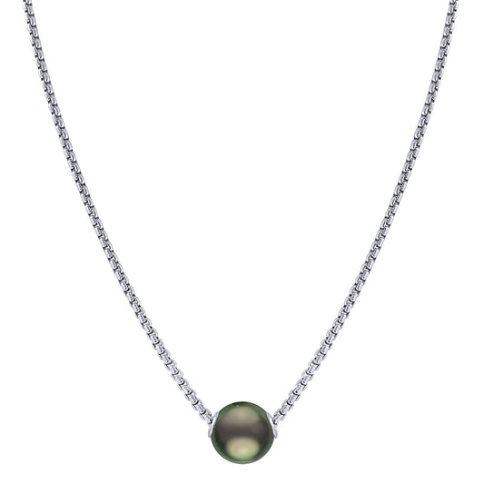 Parkplace Pearls Sterling Silver Tahitian Pearl Solitaire Necklace 663001