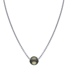 Parkplace Pearls Sterling Silver Tahitian Pearl Solitaire Necklace 663001