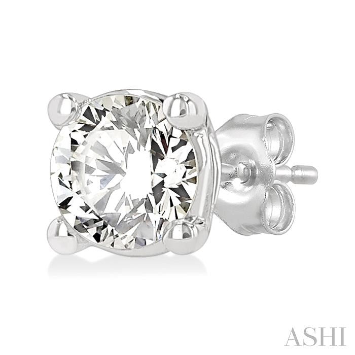 ASHI Round Shape Diamond Stud Earrings 66305PPFGERWG