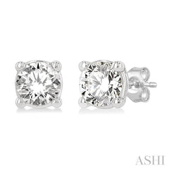 ASHI Round Shape Diamond Stud Earrings 66305PPFGERWG