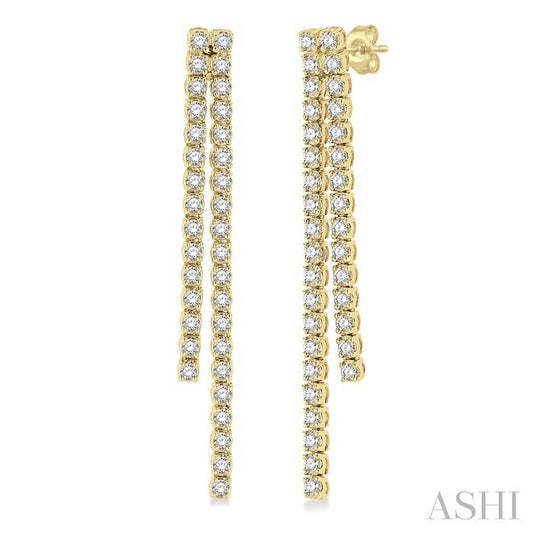ASHI Diamond Tennis Long Earrings 666E0PPFGERYG-1.75