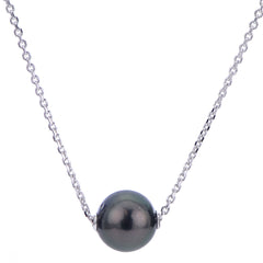 Parkplace Pearls Sterling Silver Tahitian Pearl Solitaire Necklace 667551/B