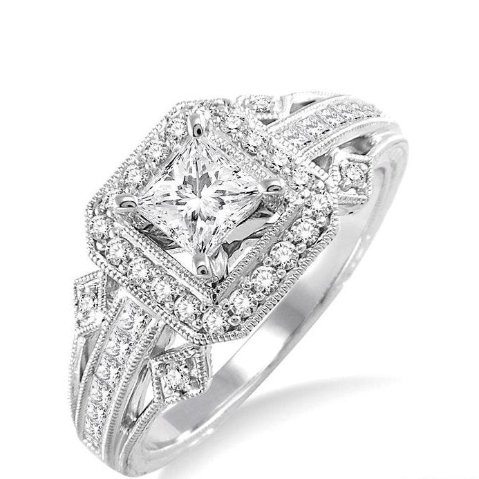 Parkplace Jewelers Princess Shape Semi-Mount Halo Diamond Engagement Ring 21593PPFVWG-SM