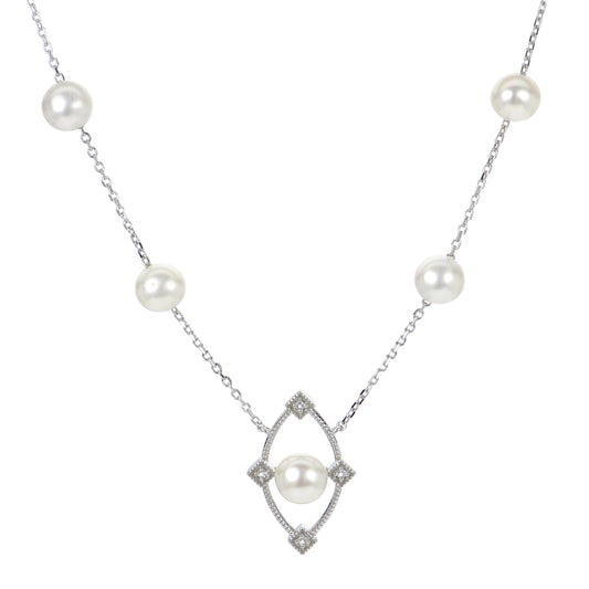 Parkplace Pearls Sterling Silver Freshwater Pearl Necklace 669849/FW-DIA