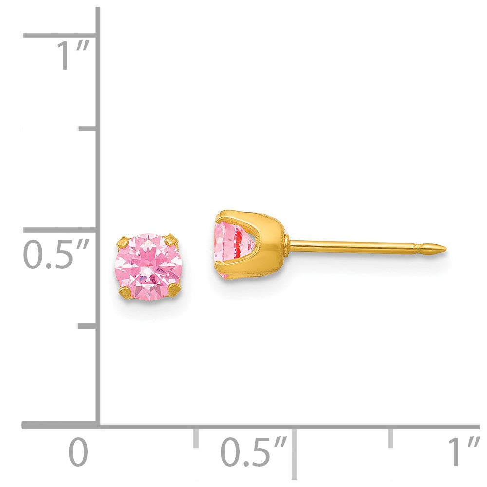 66E Inverness 14k 5mm Pink CZ Post Earrings