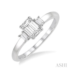 ASHI Emerald Shape Diamond Engagement Ring 253L3PPFHWG-LE