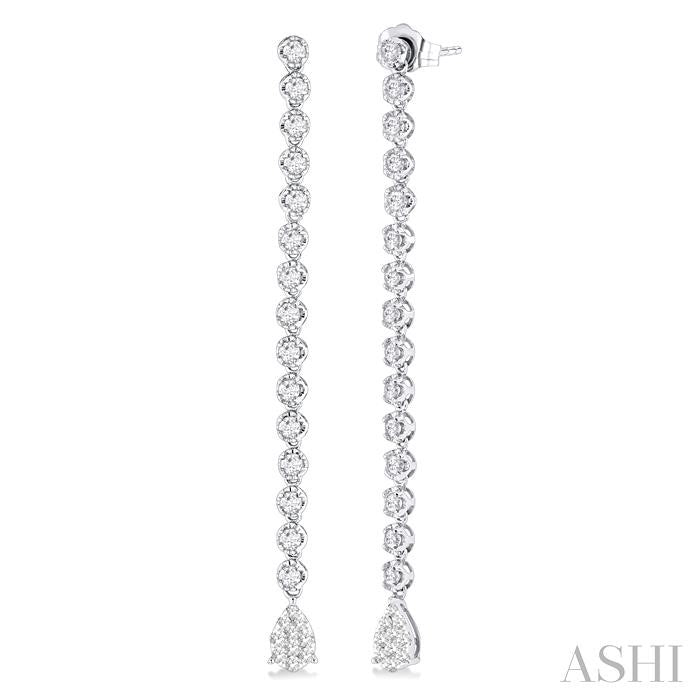 ASHI Pear Shape Lovebright Diamond Long Earrings 670E0PPFGERWG-1.25