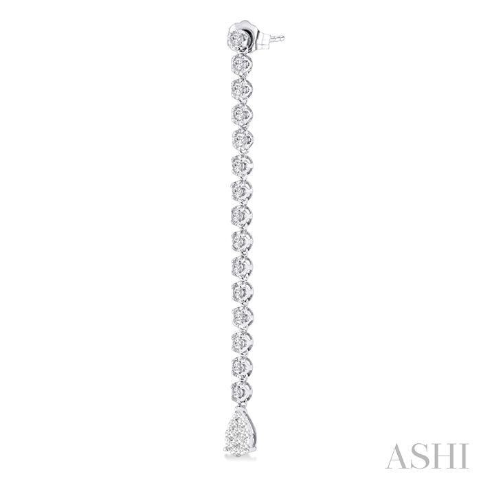 ASHI Pear Shape Lovebright Diamond Long Earrings 670E0PPFGERWG-1.25