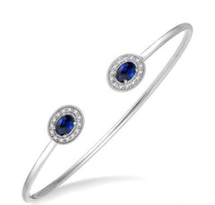 Parkplace Jewelers Stackable Oval Shape Gemstone & Halo Diamond Flexi Open Cuff Bangle 796X7PPFHSPWG