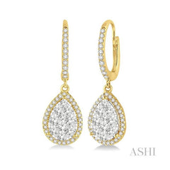 ASHI Pear Shape Halo Lovebright Essential Diamond Earrings 96092PPFVERYW