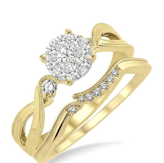 Parkplace Jewelers Round Shape Lovebright Diamond Wedding Set 15345PPFHYW-WS