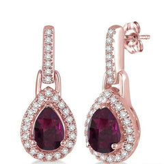 Parkplace Jewelers Pear Shape Gemstone & Halo Diamond Earrings 61097PPTSERRHPG