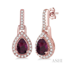 ASHI Pear Shape Gemstone & Halo Diamond Earrings 61097PPTSERRHPG