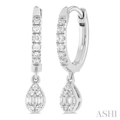 ASHI Pear Shape Fusion Petite Diamond Huggie Fashion Earrings 675W5PPTGERWG-PR