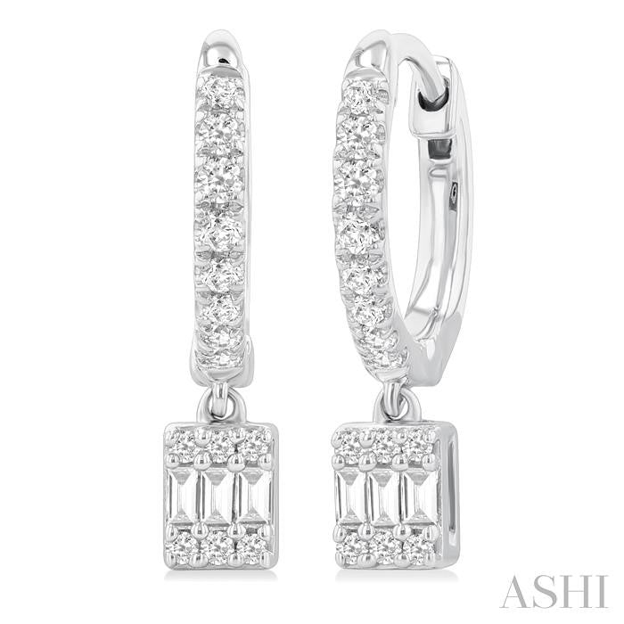 ASHI Rectangle Shape Fusion Petite Diamond Huggie Fashion Earrings 675W5PPTGERWG-RCT
