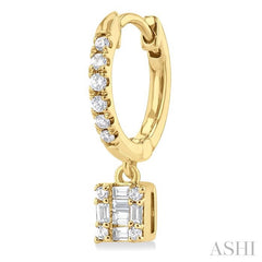 ASHI Square Shape Fusion Petite Diamond Huggie Fashion Earrings 675W5PPTGERYG