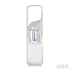 ASHI Emerald Shape Petite Prong Diamond Huggie Earrings 676X8PPTGERWG-OC