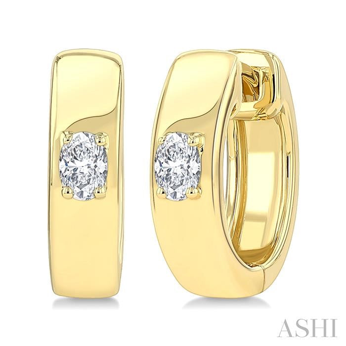 ASHI Oval Shape Petite Prong Diamond Huggie Earrings 676X8PPTGERYG-OV