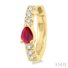 ASHI Pear Shape Gemstone & Petite Diamond Huggie Fashion Earrings 678V8PPTSERRBYG