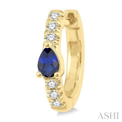 ASHI Pear Shape Gemstone & Petite Diamond Huggie Fashion Earrings 678V8PPTSERSPYG