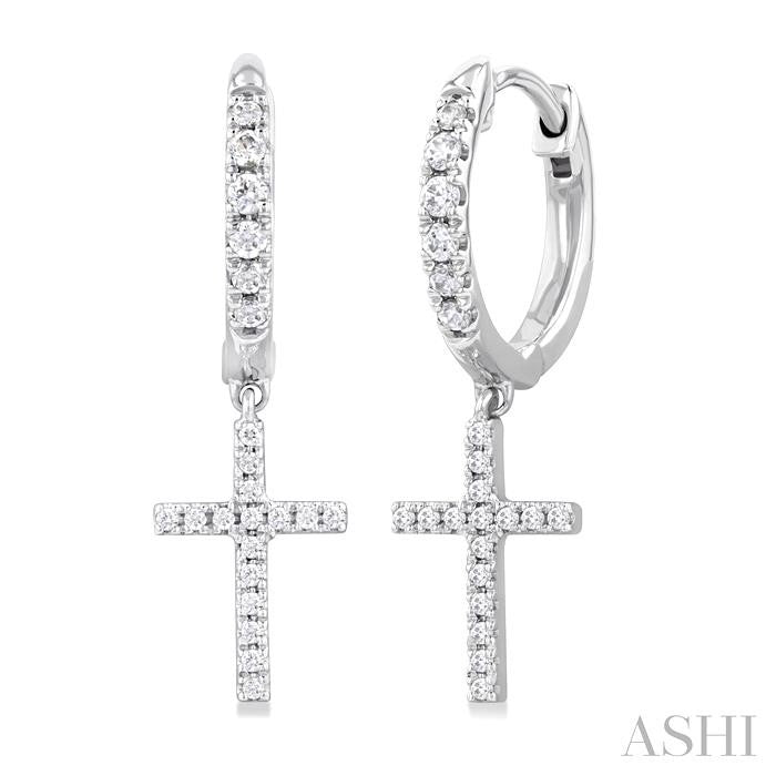 ASHI Cross Petite Diamond Huggie Fashion Earrings 678W5PPTSERWG
