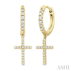 ASHI Cross Petite Diamond Huggie Fashion Earrings 678W5PPTSERYG