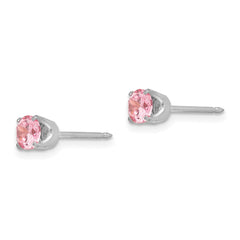 67E Inverness 14k White Gold 5mm Pink CZ Earrings