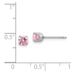 67E Inverness 14k White Gold 5mm Pink CZ Earrings
