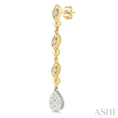ASHI Pear Shape Lovebright Diamond Long Earrings 680E3PPFGERYW