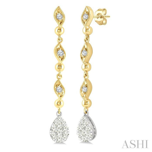 ASHI Pear Shape Lovebright Diamond Long Earrings 680E3PPFGERYW