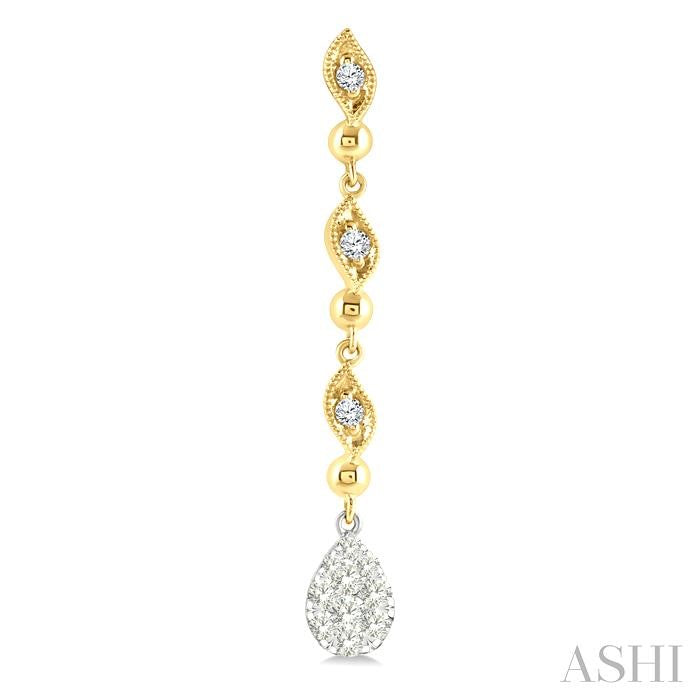 ASHI Pear Shape Lovebright Diamond Long Earrings 680E3PPFGERYW