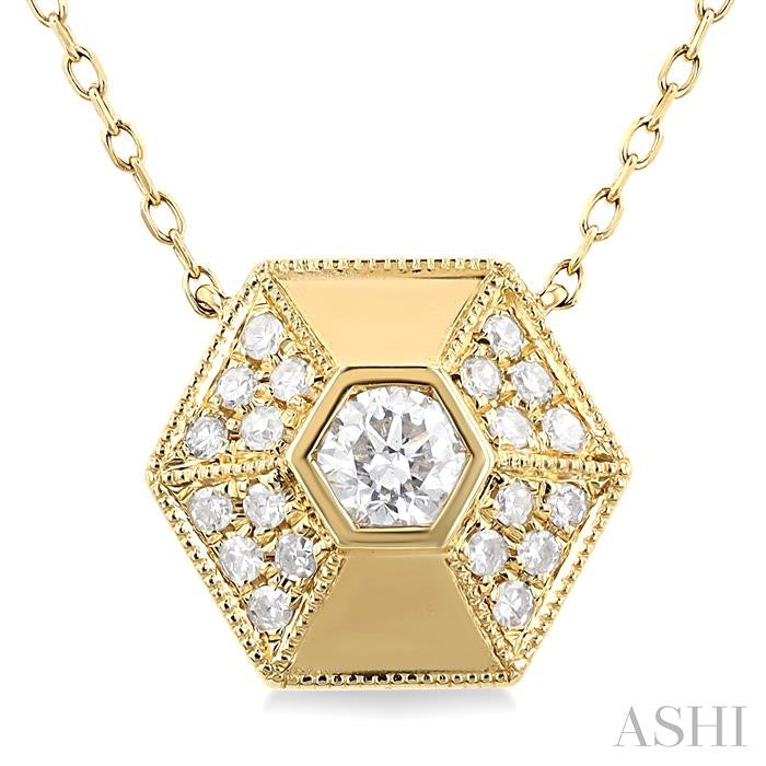 ASHI Hexagon Shape Diamond Fashion Necklace 681TUPPFGNKYG