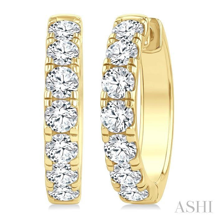 ASHI Round Shape Diamond Hoop Earrings 68210PPFGERYG-2.5