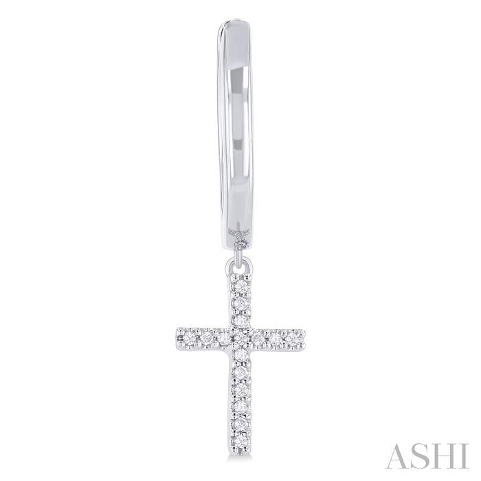 ASHI Cross Petite Diamond Fashion Huggie Earrings 682W8PPTSERWG