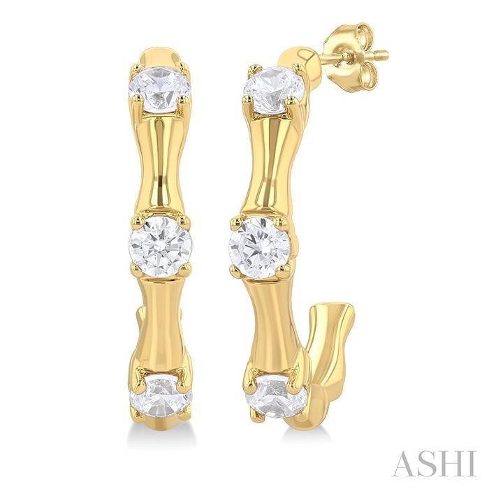 ASHI Petite Diamond Fashion Bamboo Half Hoop Earrings 683W8PPTGERYG