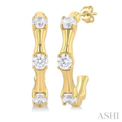 ASHI Petite Diamond Fashion Bamboo Half Hoop Earrings 683W8PPTGERYG