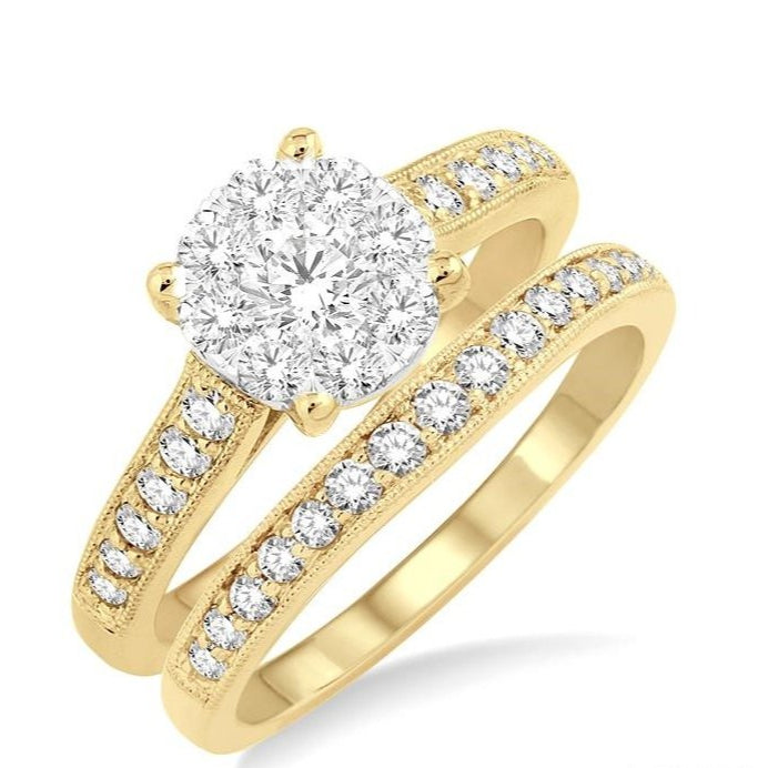 Parkplace Jewelers Round Shape Lovebright Diamond Wedding Set 19301PPFVYW-WS