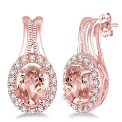 Parkplace Jewelers Oval Shape Gemstone & Halo Diamond Earrings 58517PPFXERMOPG