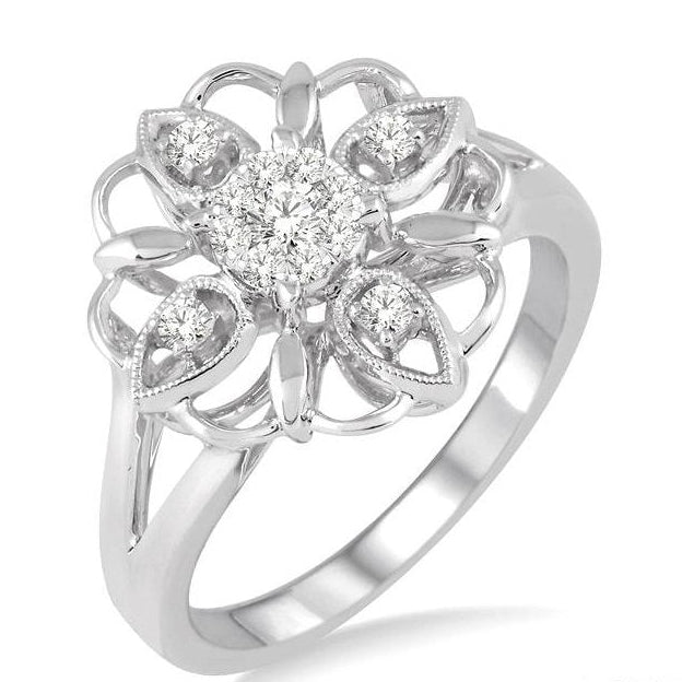 Parkplace Jewelers Round Shape Lovebright Diamond Flower Fashion Ring 33076PPFHWG