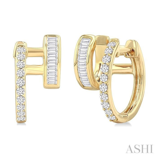 ASHI Double Row Diamond Huggie Fashion Earrings 688W3PPFGERYG