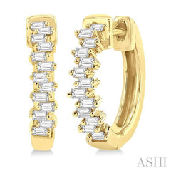 ASHI Scatter Petite Baguette Diamond Huggie Fashion Earrings 689V5PPTGERYG