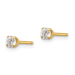 68E Inverness 14k 3mm CZ Long Post Earrings