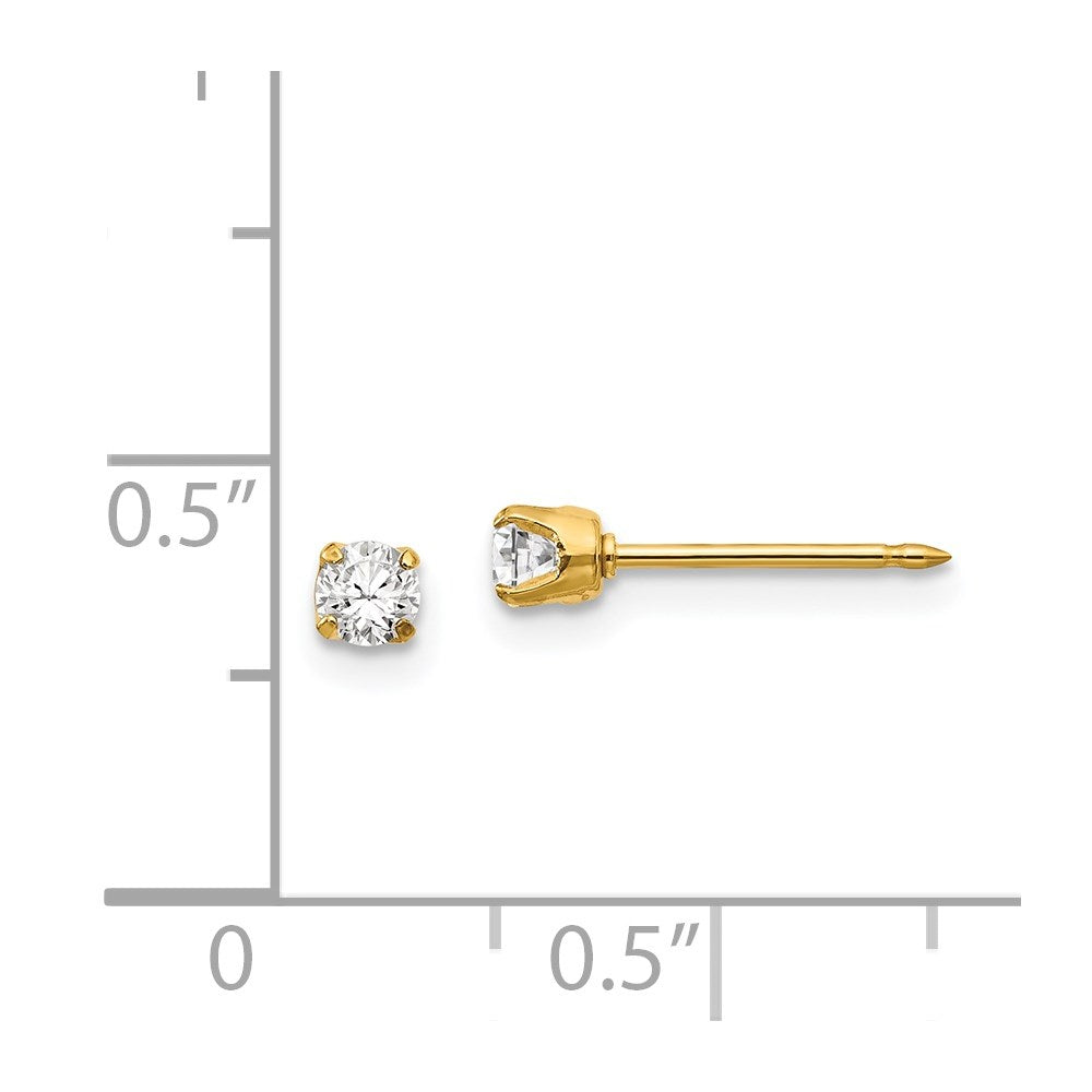 68E Inverness 14k 3mm CZ Long Post Earrings