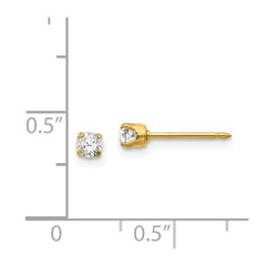 68E Inverness 14k 3mm CZ Long Post Earrings